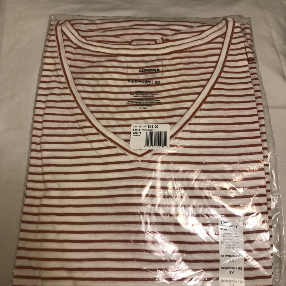 Sonoma The Everyday Tee, brown stripe, 3x